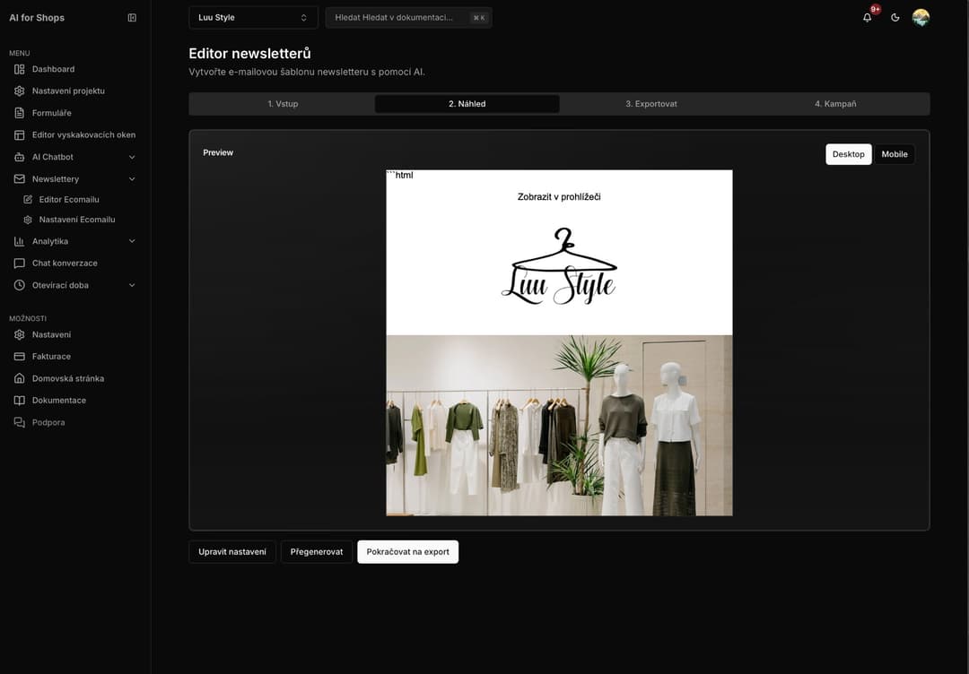 Preview of generated newsletter template